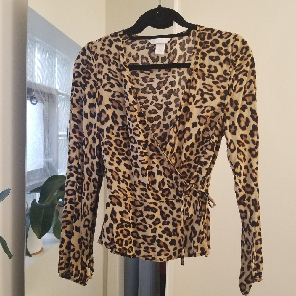 Leopard Print Wrap Top